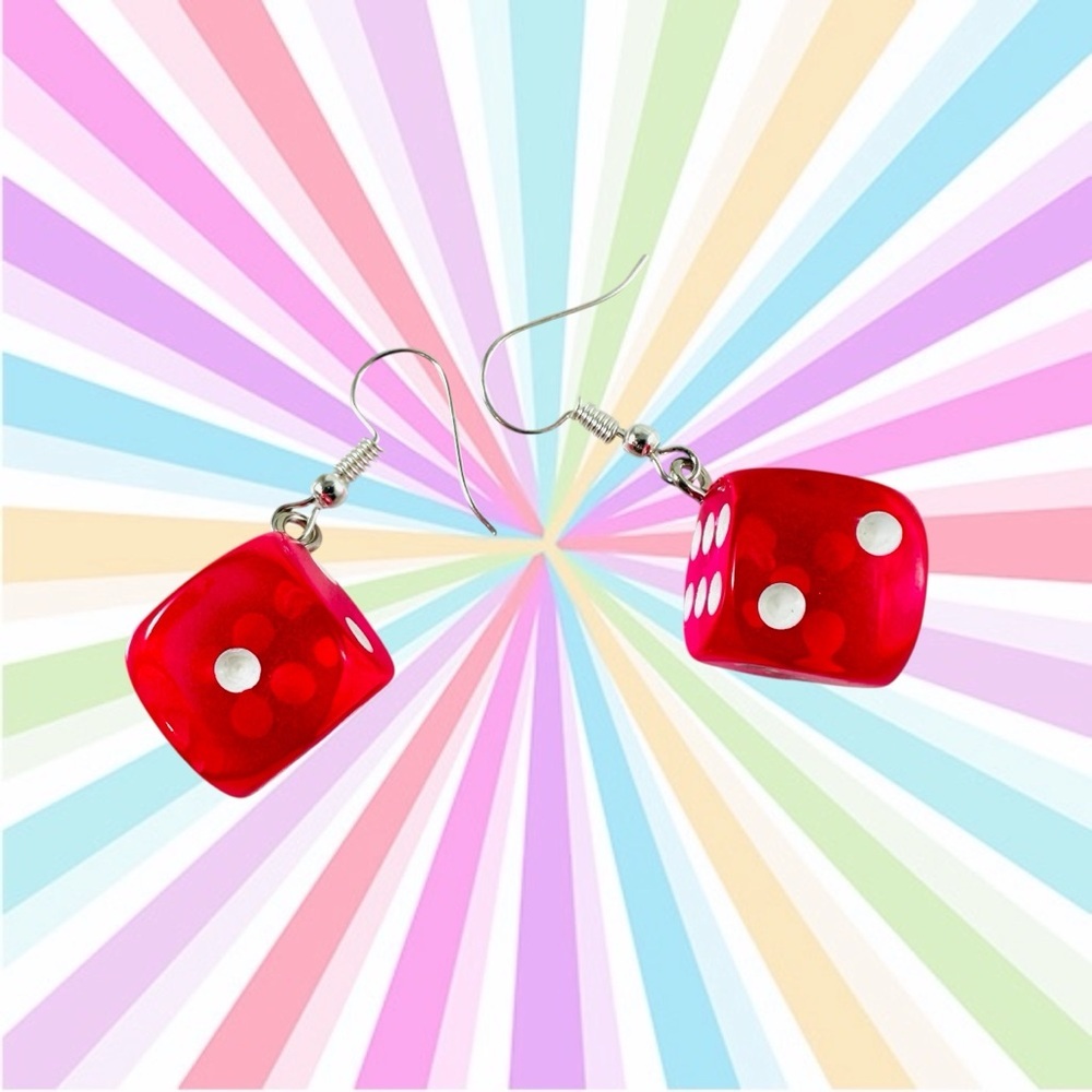 Hot Pink Dice Earrings
